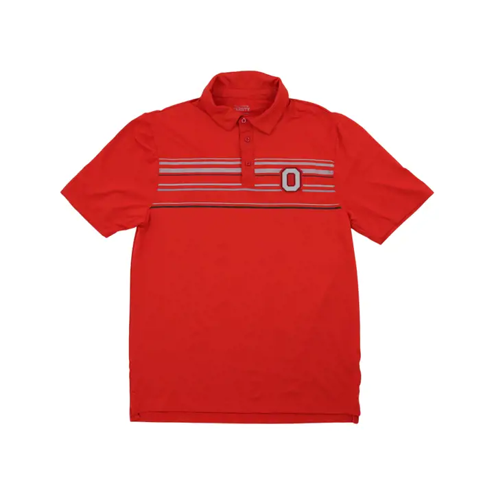 Ohio State Buckeyes NCAA Polo rayé en polyester ROUGE