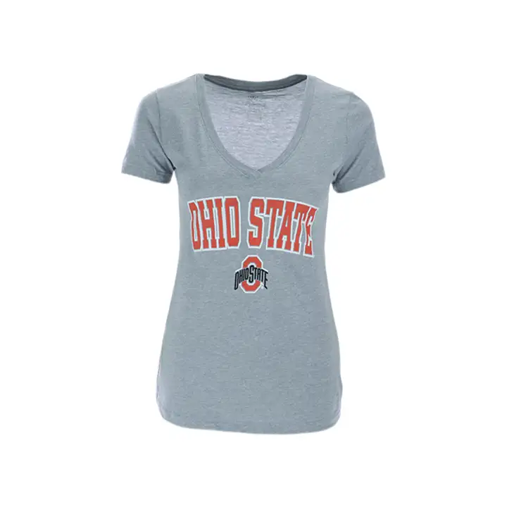 T-shirt Col V Femme Ohio St B NCAA Burnout GRIS
