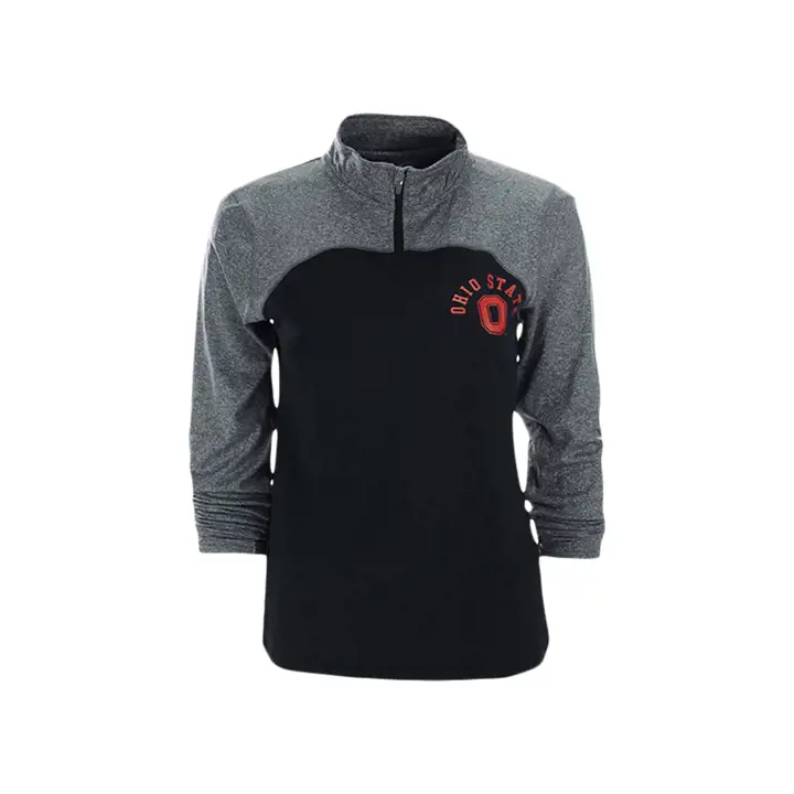 Ohio State Buckeyes NCAA Femme Col contrasté ¼ zip Gris