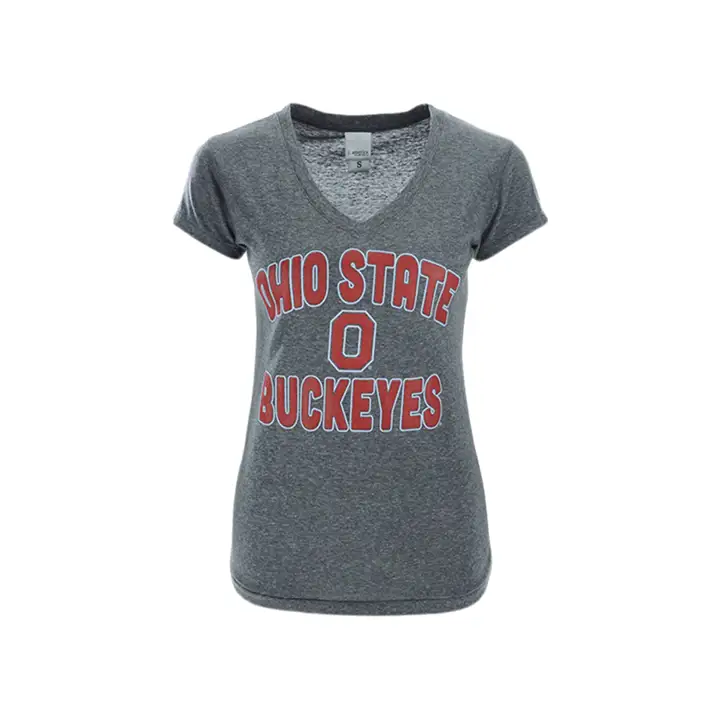 T-shirt Femme Col V Triblende NCAA Buckeyes de l'Ohio State GRIS