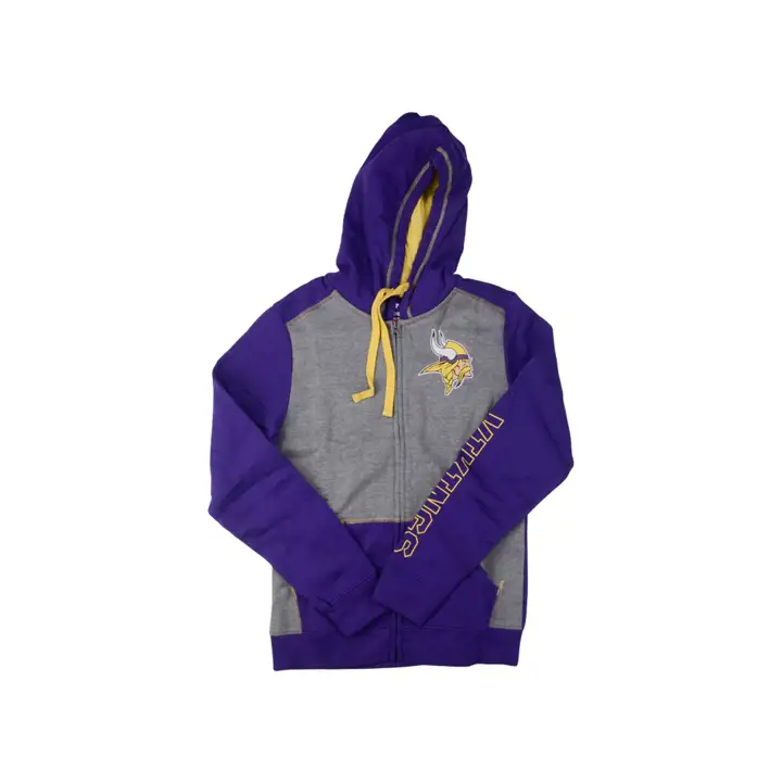 Minnesota Vikings NFL BLOCKED COTTON FLEECE FZ HOOD 21 GRY