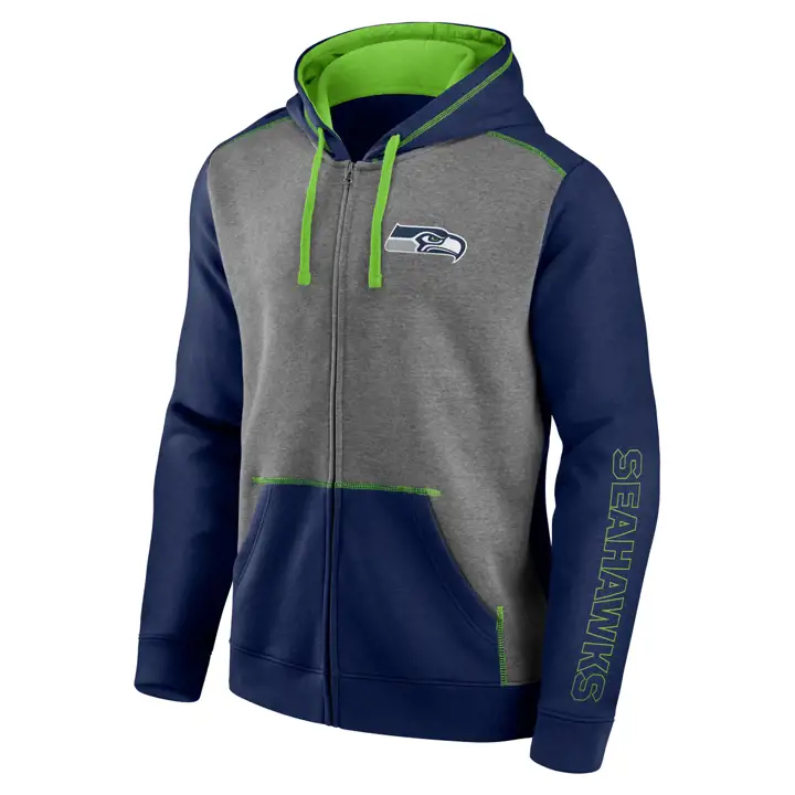 Seattle Seahawks NFL BLOQUÉ COTON POLAIRE FZ CAPUCHE 21 GRIS