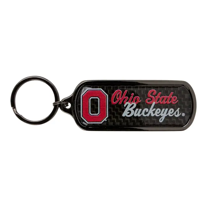 Porte-clés ovale en fibre de carbone Ohio State Buckeyes