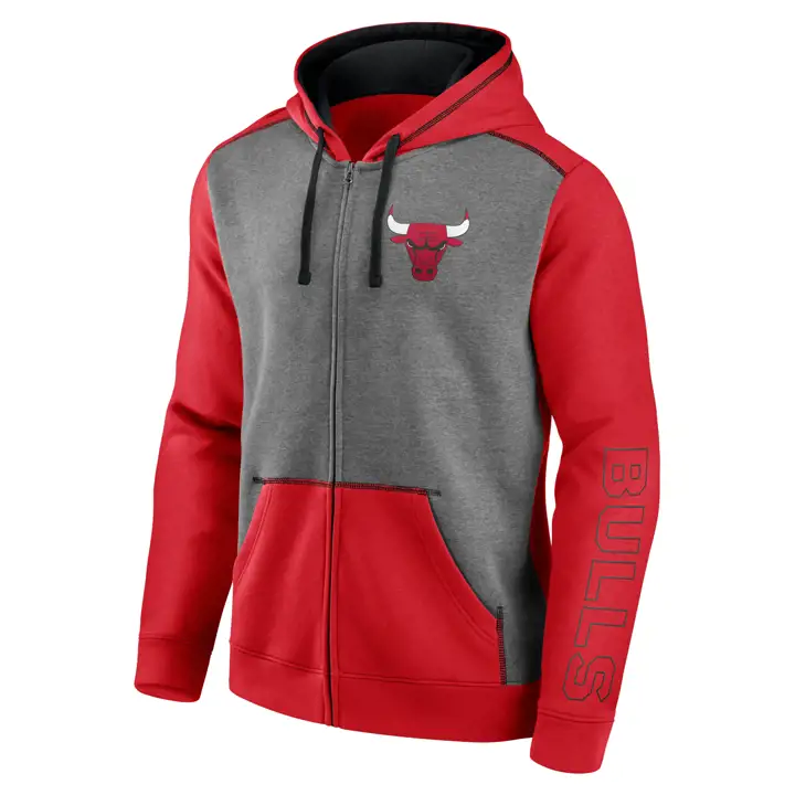Sweat à capuche zippé Chicago Bulls NBA Rookie Blocked polaire gris/rouge