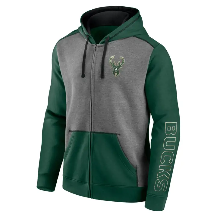 Milwaukee Bucks NBA Rookie Blocked Fleece FZ gry/grn