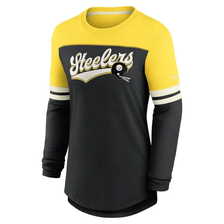 Haut à manches longues color block Pittsburgh Steelers NFL pour femme 21 noir/blanc
