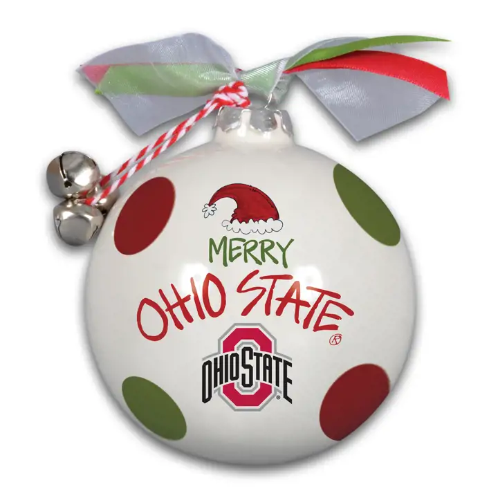 Ohio State Buckeyes Ornement joyeux avec ruban et clochettes ast