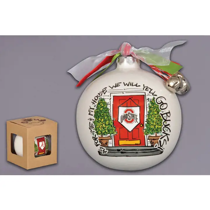 Ornement de maison Ohio State Buckeyes avec rubans et clochettes