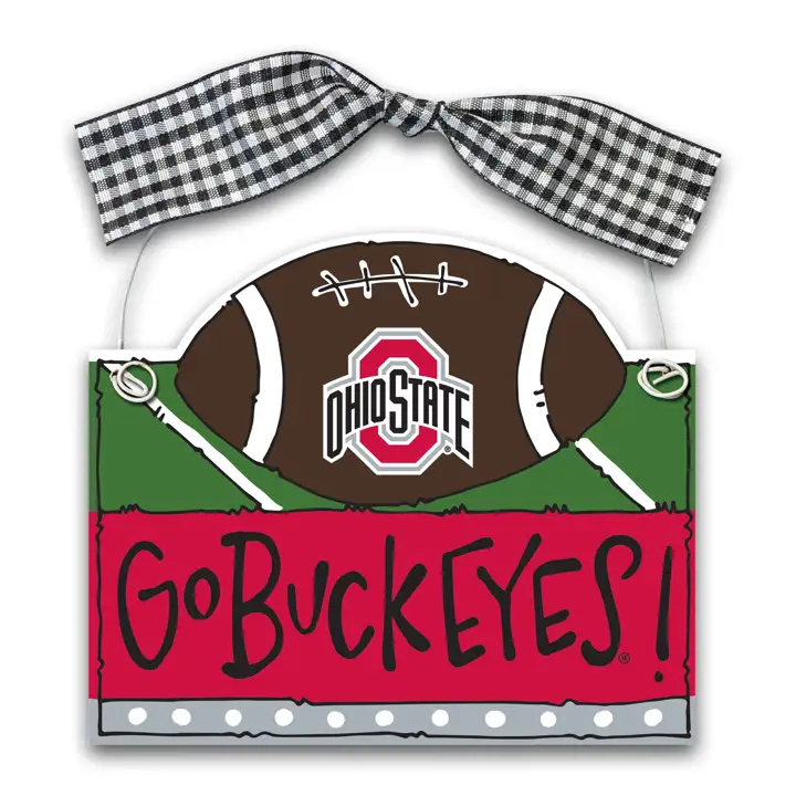 Ornement de football en bois Ohio State Buckeyes