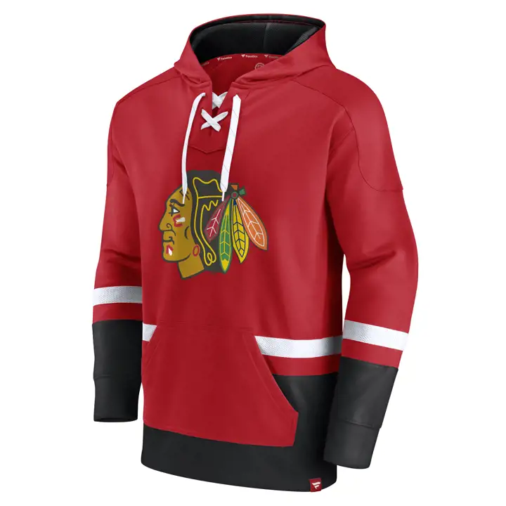 Chandail à capuchon avec lacets Chicago Blackhawks LNH Pocket Power Play ROUGE/