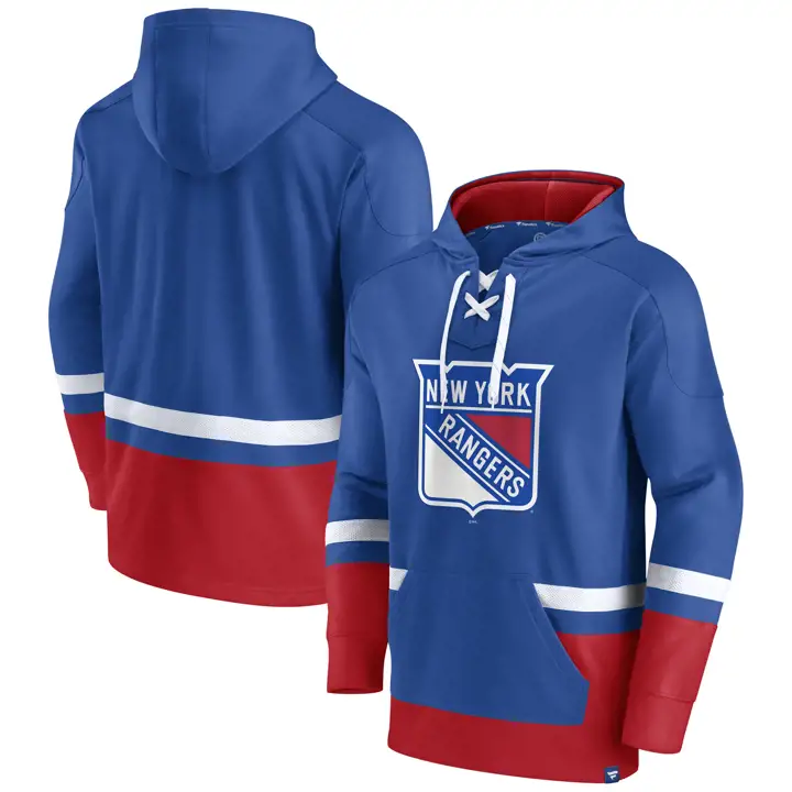 Chandail à capuchon à lacets New York Rangers LNH Pocket Power Play BLEU/R