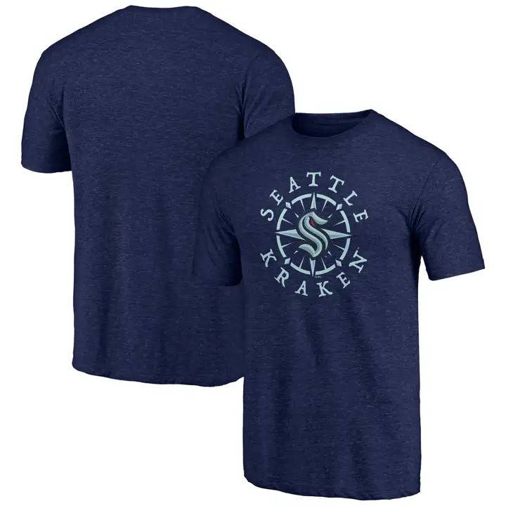 T-shirt Seattle Kraken NHL « Shoot to Score » en tissu tri-mélange – BLEU MARINE