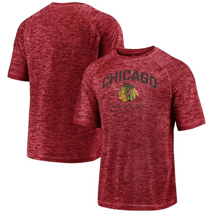 T-shirt strié Battle Ready NHL des Blackhawks de Chicago ROUGE