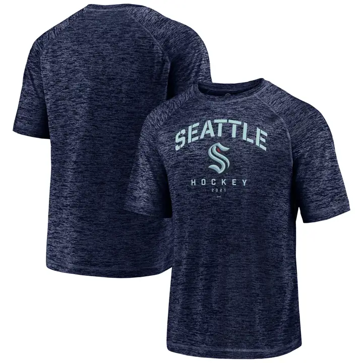 T-shirt rayé prêt pour la bataille LNH Seattle Kraken MARINE