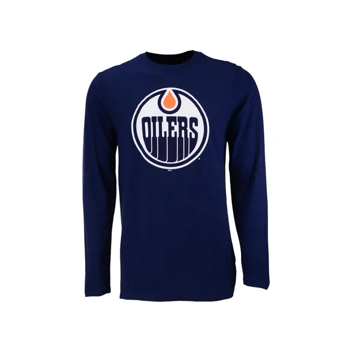 T-shirt à manches longues à logo principal des Oilers d'Edmonton de la LNH, marine