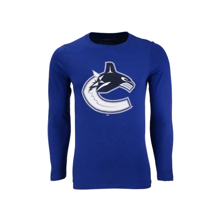 T-shirt manches longues Vancouver Canucks LNH à logo principal BLEU