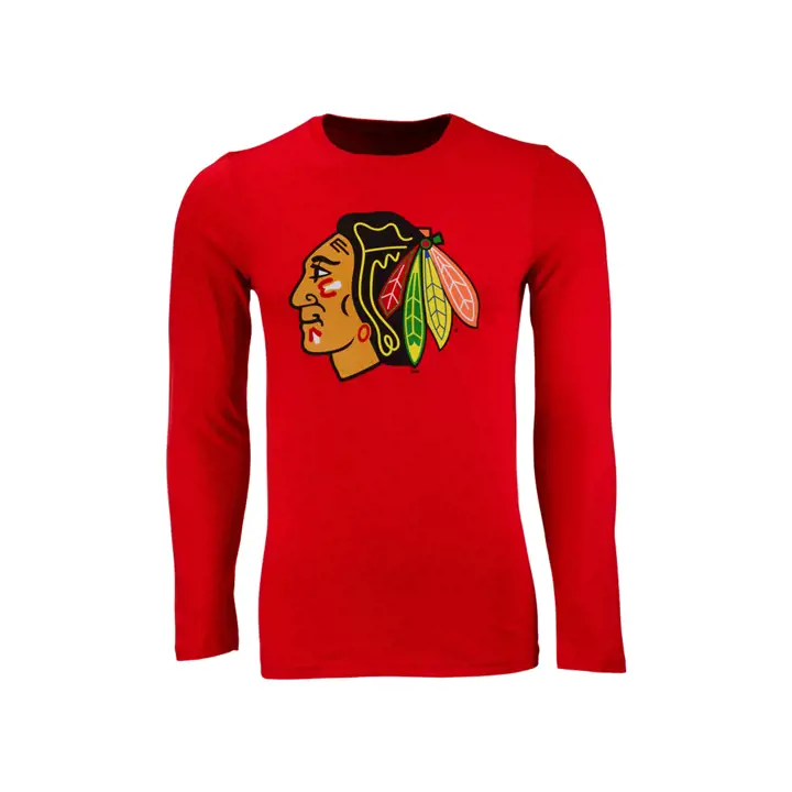 T-shirt manches longues à logo principal des Blackhawks de Chicago LNH ROUGE