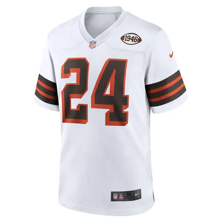 Maillot de match NFL des Browns Nick Chubb blc