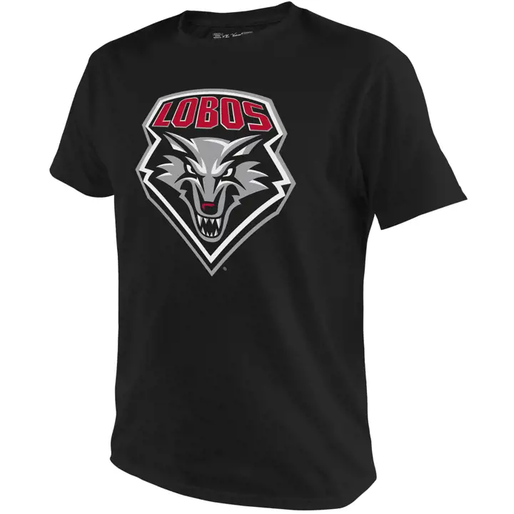 T-shirt noir unisexe à logo mi-taille des Lobos du Nouveau-Mexique