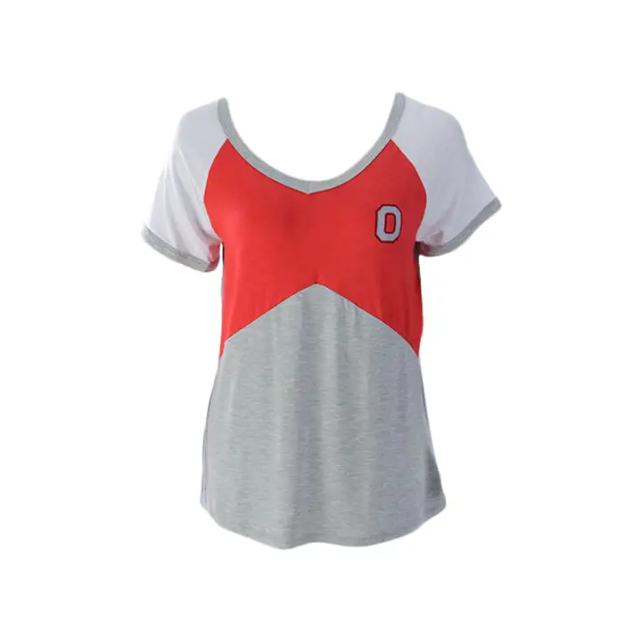 T-shirt chevron color block NCAA pour femme Ohio State Buckeyes