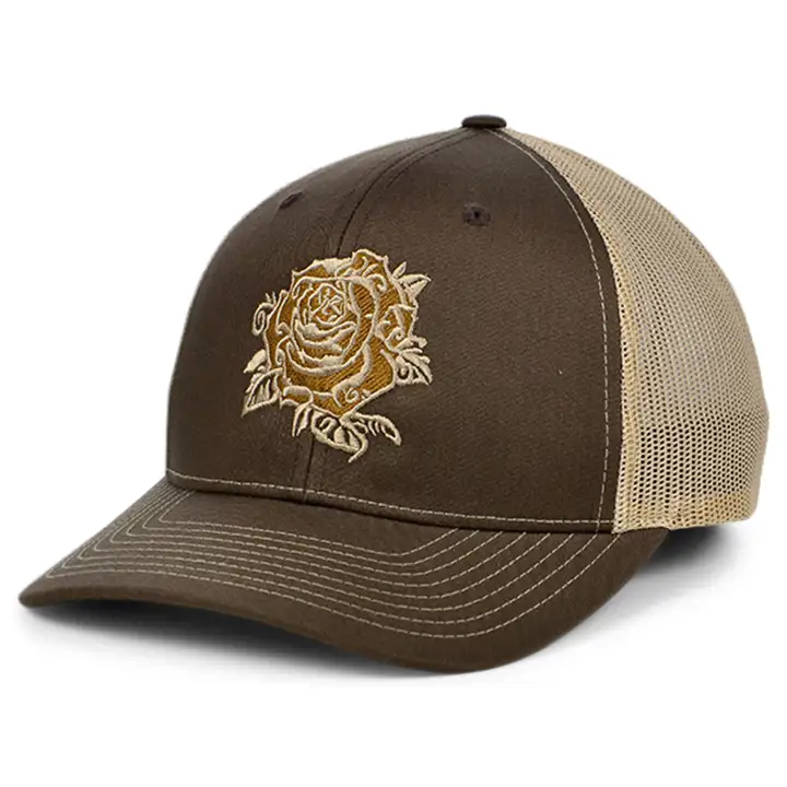 Casquette de camionneur Oil Field Hats Tattoo Rose marron/marron