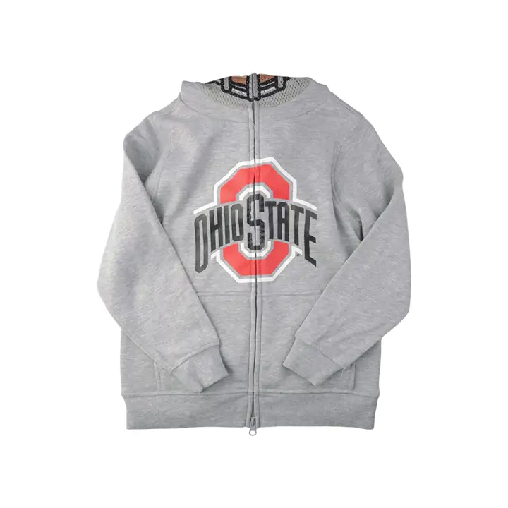 Molleton à capuchon entièrement zippé masqué NCAA Buckeyes de l'Ohio State, gris