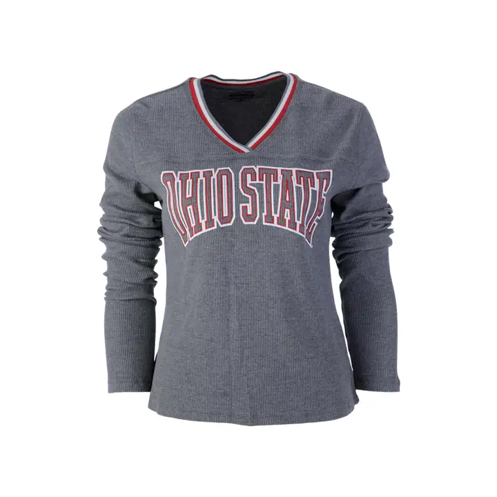 T-shirt en V gaufré Ohio State Buckeyes NCAA - Gris