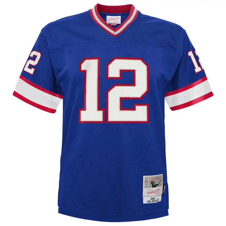 MAILLOT JEUNESSE BILLS NFL ANCIEN JOUEUR JIM KELLY BLEU
