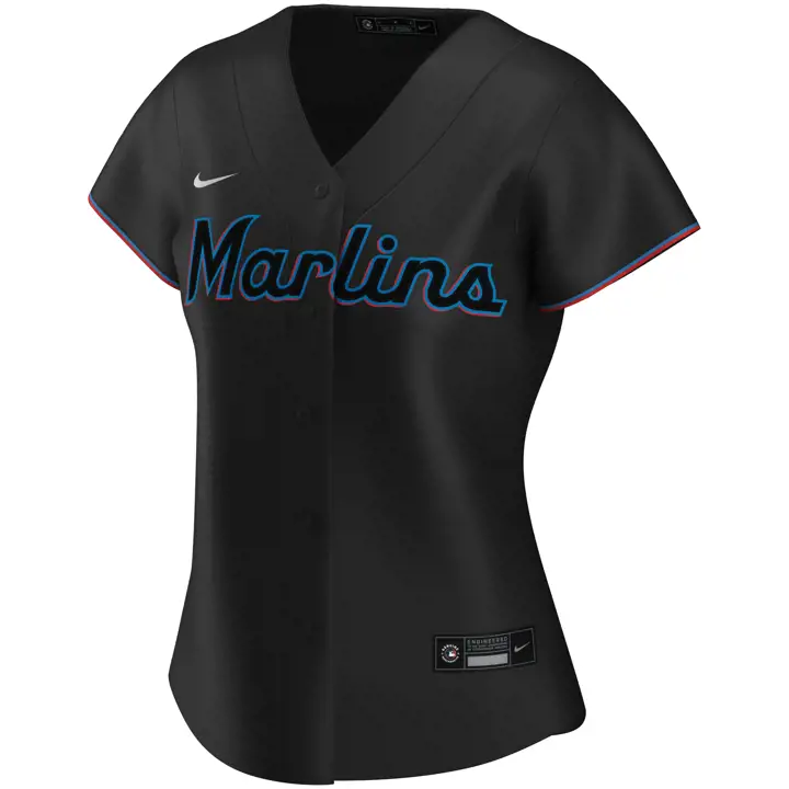 Maillot de baseball réplique officiel M Marlins MLB pour femme - noir
