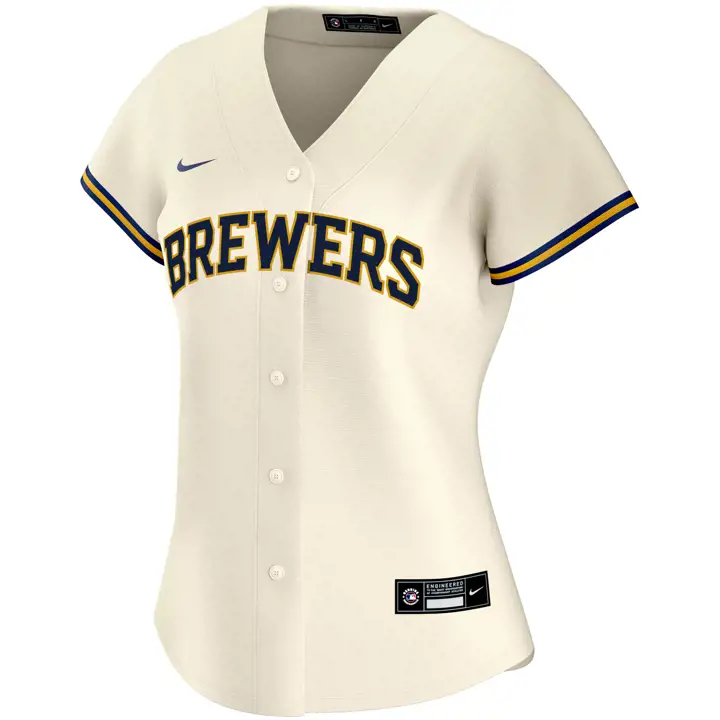 Maillot officiel MLB des Brewers pour femme ivoire