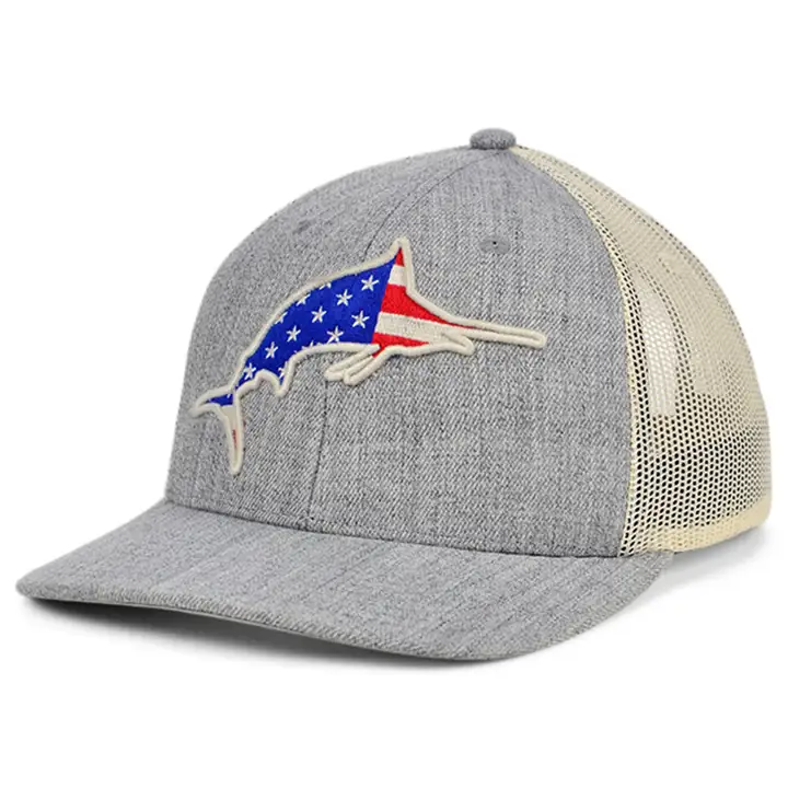 MARLIN Collection de poissons Casquette de routier incurvée USA Gris clair