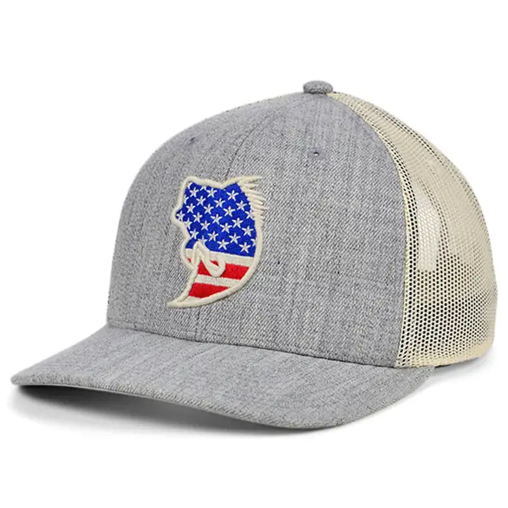 BASS Fish Collection Casquette Trucker Courbée USA GRIS-FONCÉ