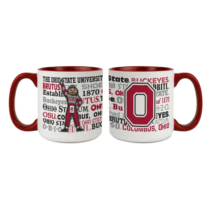 Mug mat blanc 20oz Ohio State Buckeyes imprimé blc/rouge