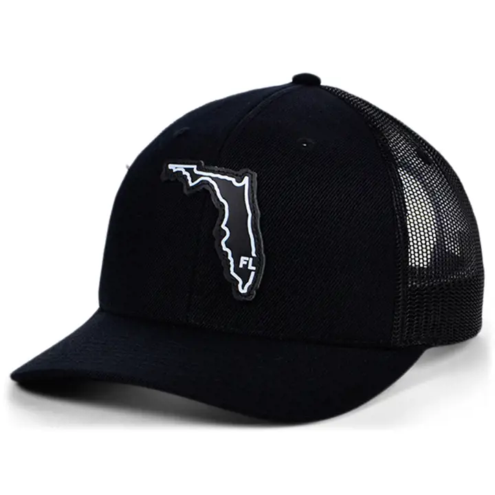 FLORIDA BBW Écusson en cuir d'État Courbé Trucker Drapeau NOI/NOI/