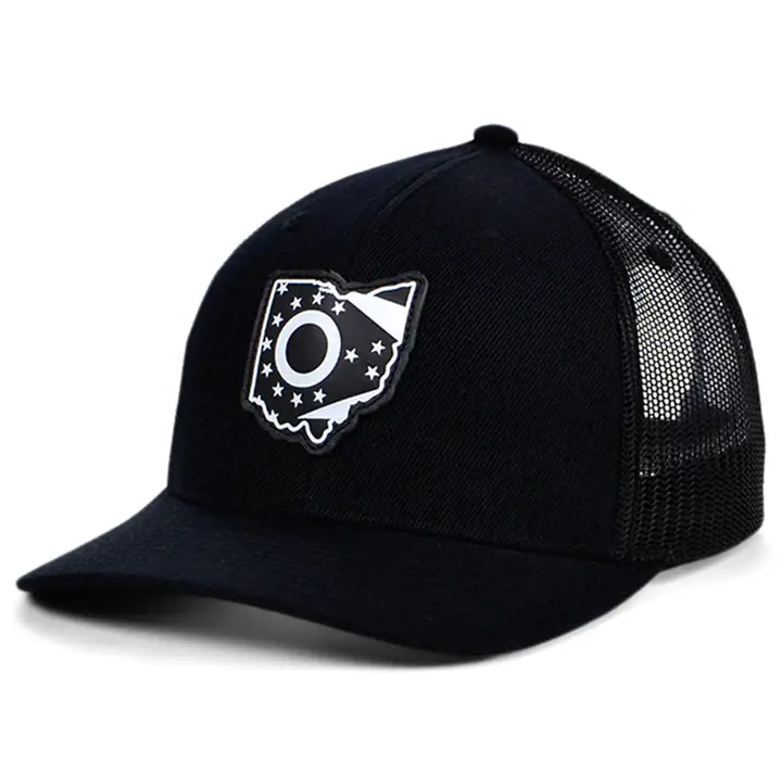 OHIO BBW Cuir État Écusson Casquette Trucker Incurvée NOI/NOI/BLA