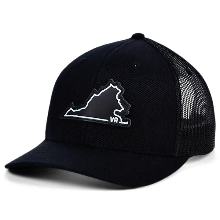 VIRGINIA BBW Cuir Écusson d'État Casquette de Routier Courbe BLK/BLK