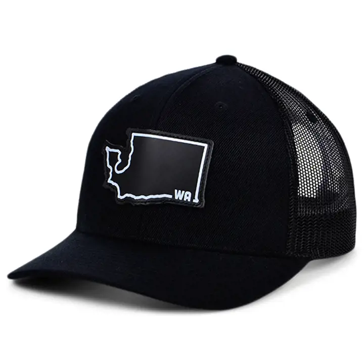 Casquette Trucker incurvée Washington BBW Leather State Patch Drapeau BLK/B