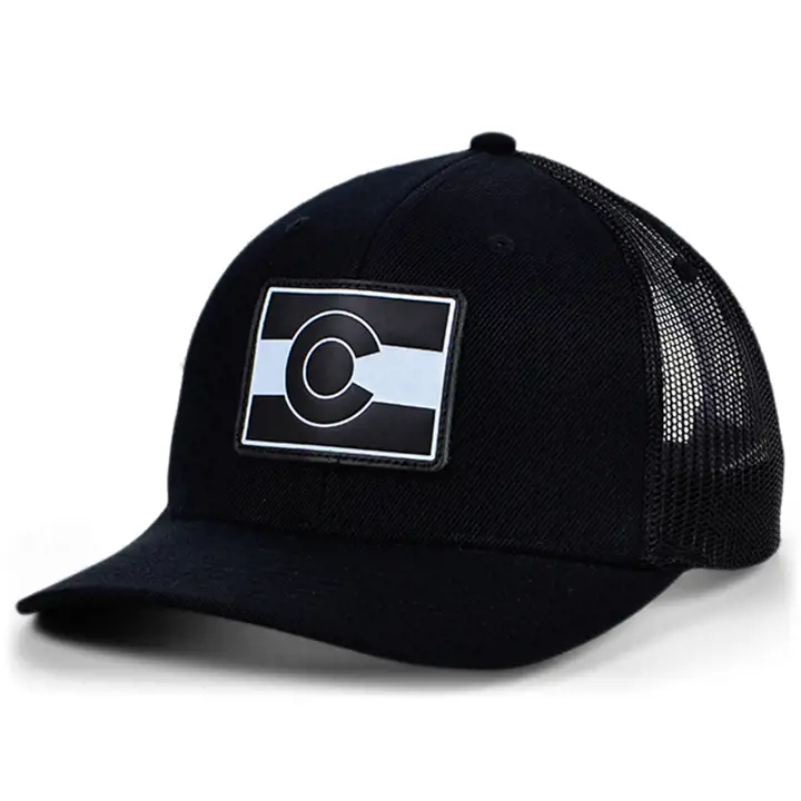 Colorado BBW Leather Écusson d'état Casquette de routier incurvée NOIR/NOIR