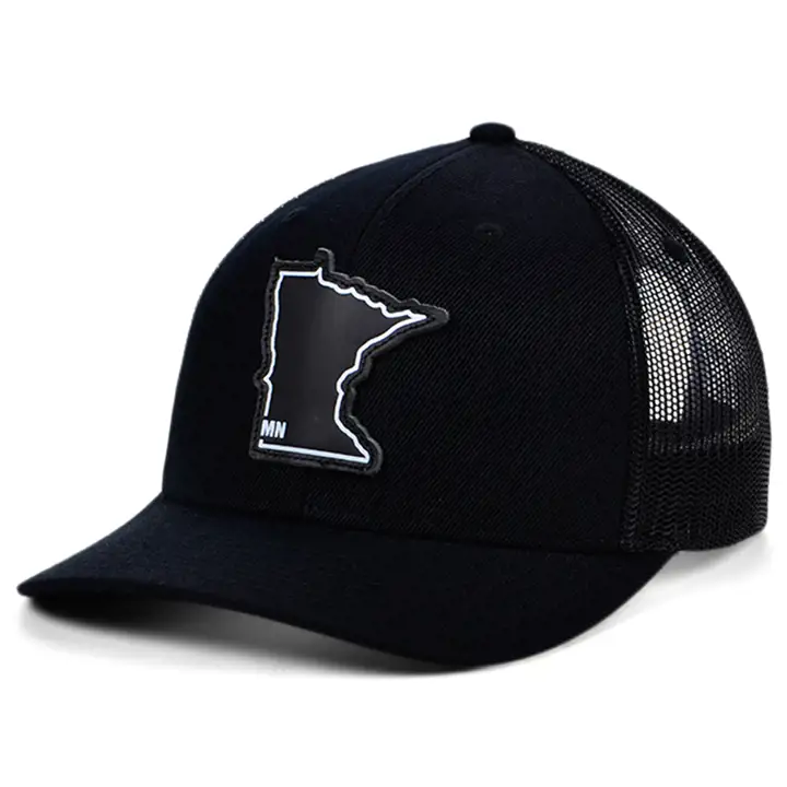 Casquette trucker incurvée Minnesota BBW Leather State Patch Flag BLK/BL