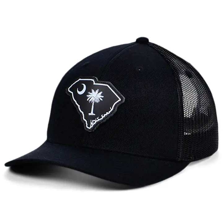 SOUTH CAROLINA Écusson en cuir BBW incurvé Casquette de camionneur Drapeau B