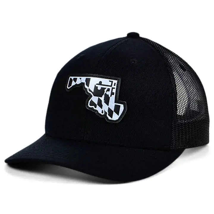 MARYLAND BBW Écusson en cuir Trucker incurvé Drapeau NOIR/NOIR