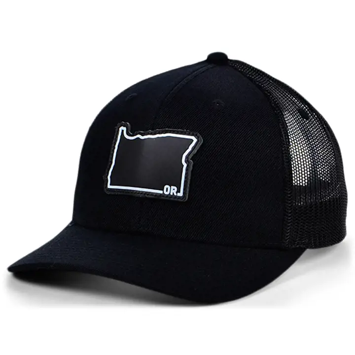 OREGON BBW Écusson en cuir, casquette filet incurvée, drapeau BLK/BLK/W