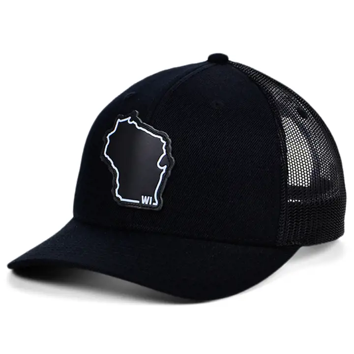 Écusson WISCONSIN BBW Cuir État Courbé Camionneur Drapeau NOI/NOI