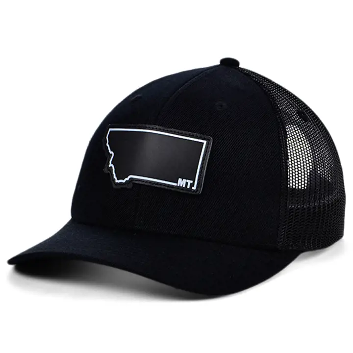 MONTANA BBW Écusson en cuir avec drapeau incurvé de routier NOIR/NOIR/