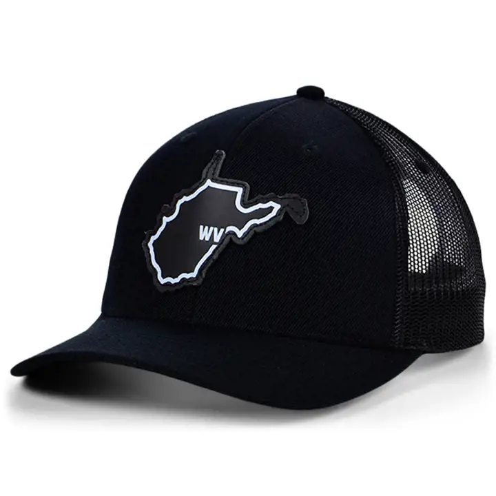 WEST VIRGINIA BBW Écusson en cuir avec drapeau incurvé de routier BL