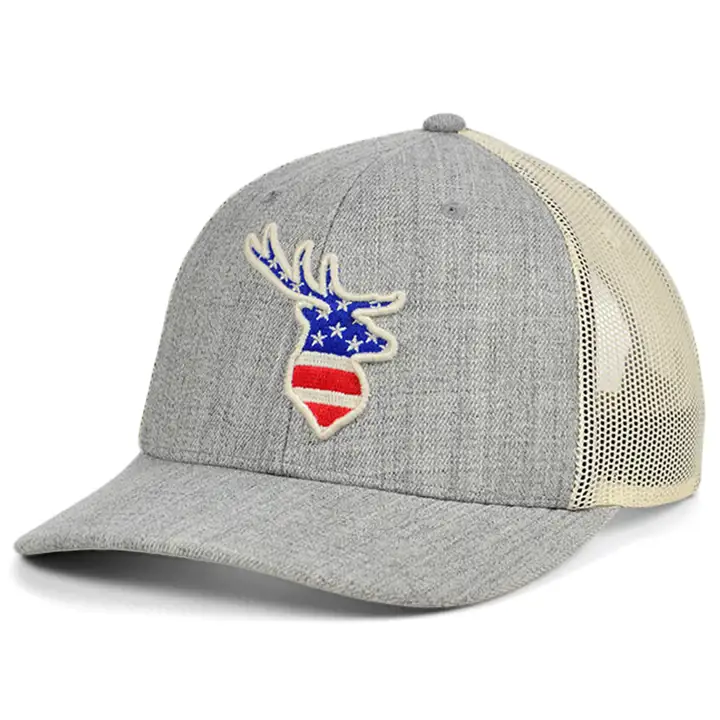 Collection Animaux Cerf Casquette Trucker Courbée USA H-GRIS