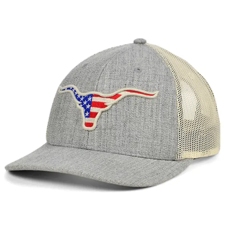 Collection Animale Longhorn Casquette Trucker Courbée USA GRIS CLAIR