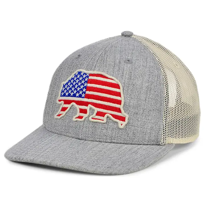Collection Animaux Ours Casquette Trucker Courbée USA GRIS CLAIR