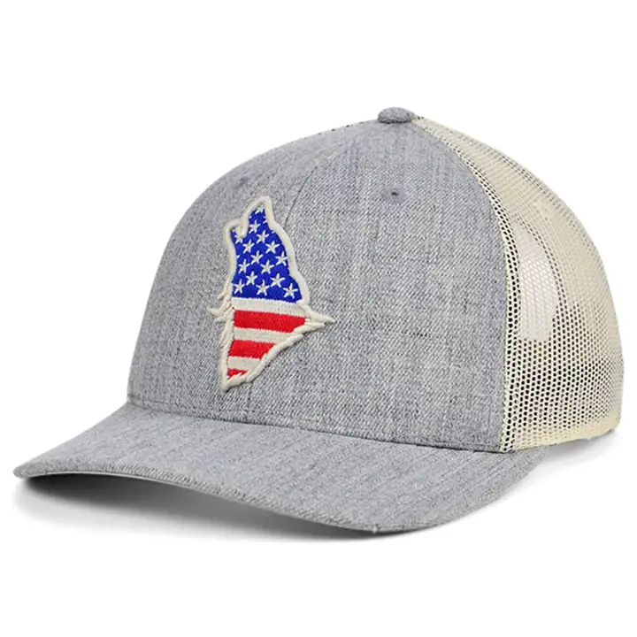 Collection d'animaux Loup hurlant Casquette de camionneur incurvée USA GRIS FONCÉ