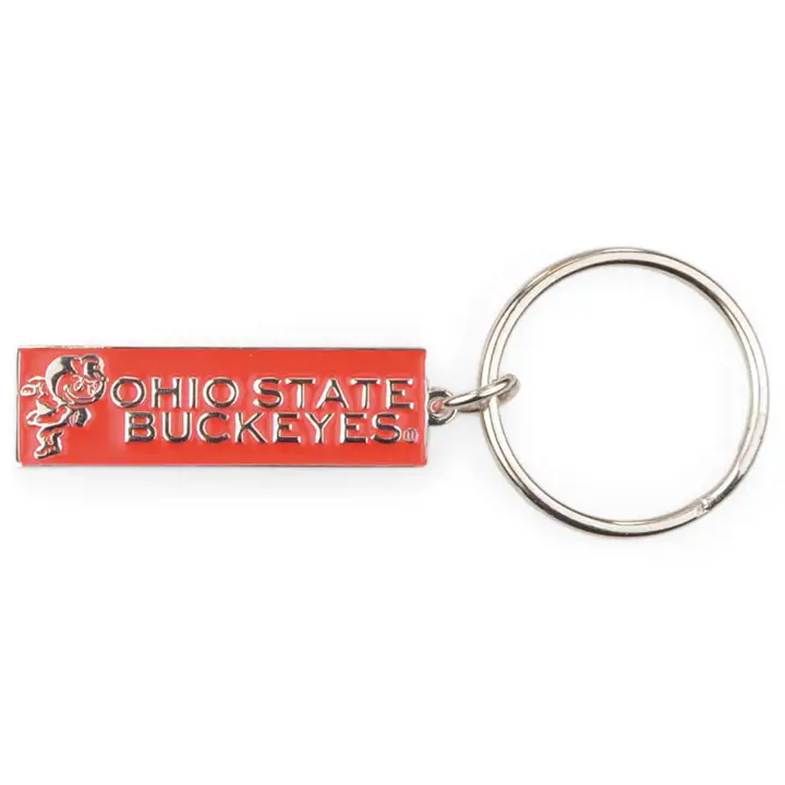 Porte-clés rectangulaire en métal Ohio State Buckeyes
